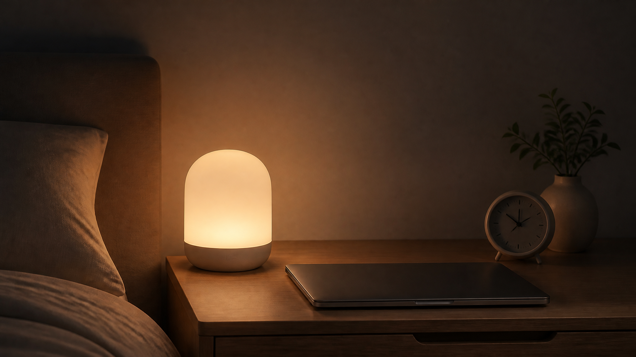 A 30-minute wind-down timer dims the light before bed